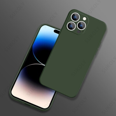 For iPhone 17 16 15 14 Pro Max 13 12 8 Rectangle Liquid Silicone Soft Case Cover