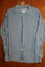 AEROPOSTALE Men's XXL BUTTON-UP SHIRT Blue/Brown Stripe w/ Long Sleeves EUC