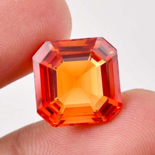 8x8 MM Natural Fanta Orange Ceylon Sapphire Square Cut Loose Gemstone Certified - Picture 3 of 6