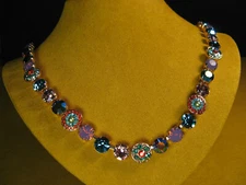 MARIANA NECKLACE SWAROVSKI MULTI COLOR CRYSTALS ROSE GOLD PL MOSAIC Floral Gift 