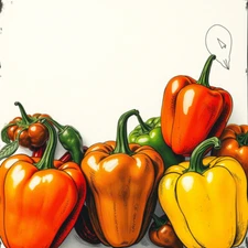 Digital picture peppers yellow red printable file