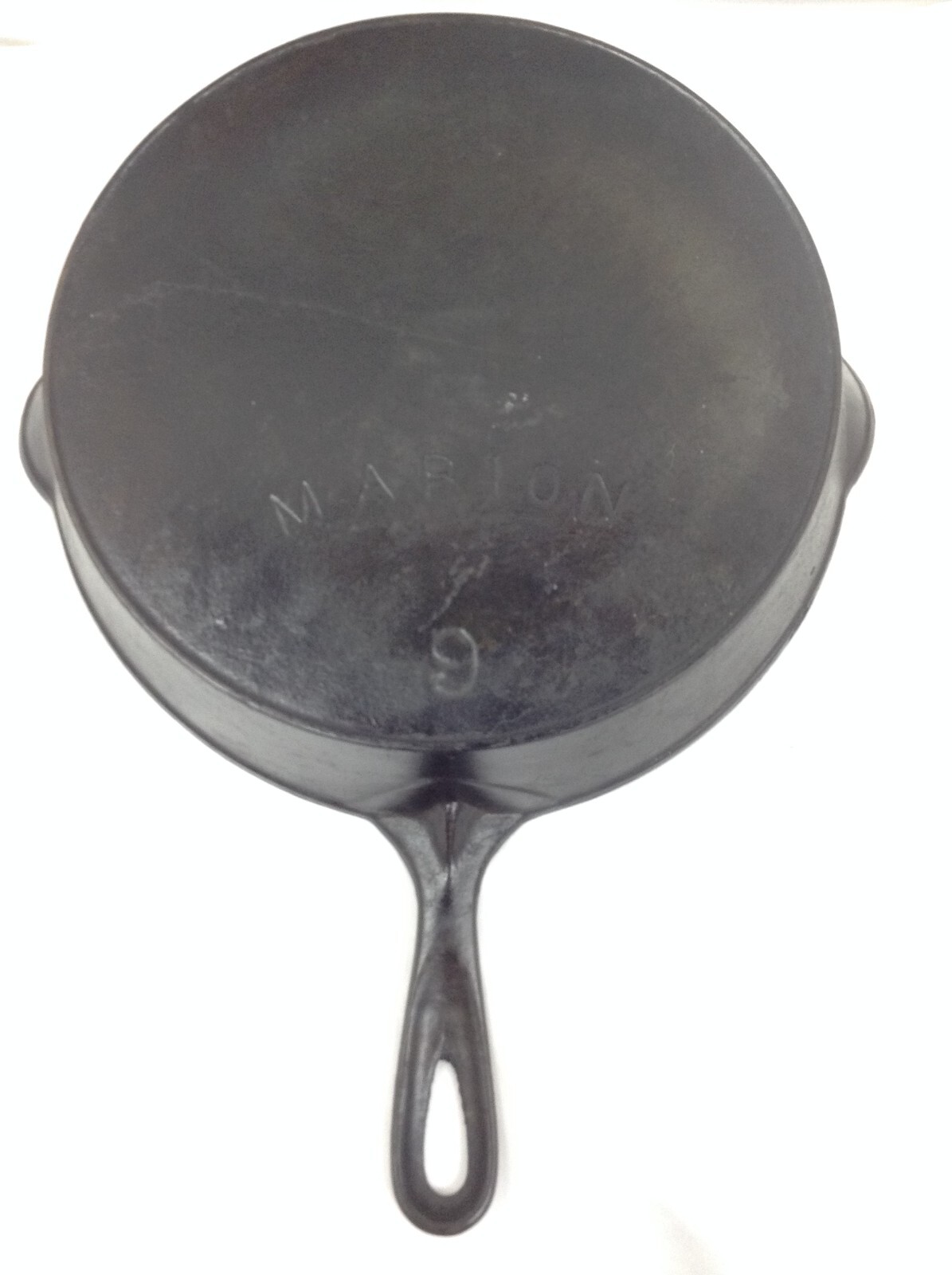 Rare Marion Cast Iron 9 Skillet Pan Marion Stove Co Marion, IN. Cracked