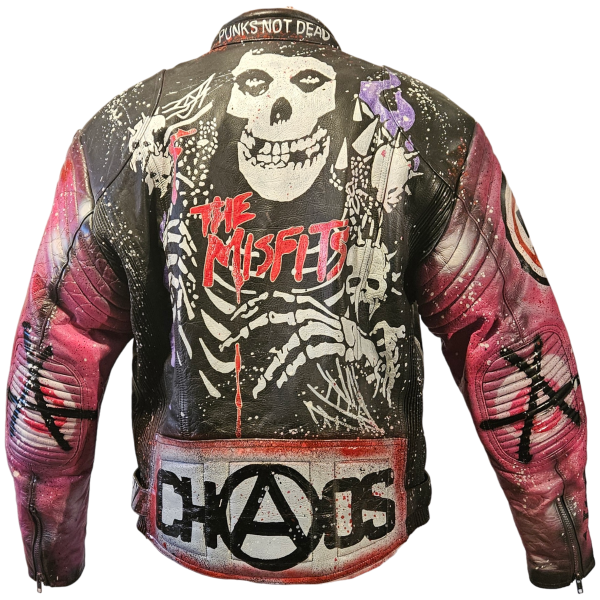 Vintage Leather Spiked Hand Painted Bespoke Punk Rock Jacket Vintage Leather Spiked Hand Painted Bespoke Punk Rock Jacket