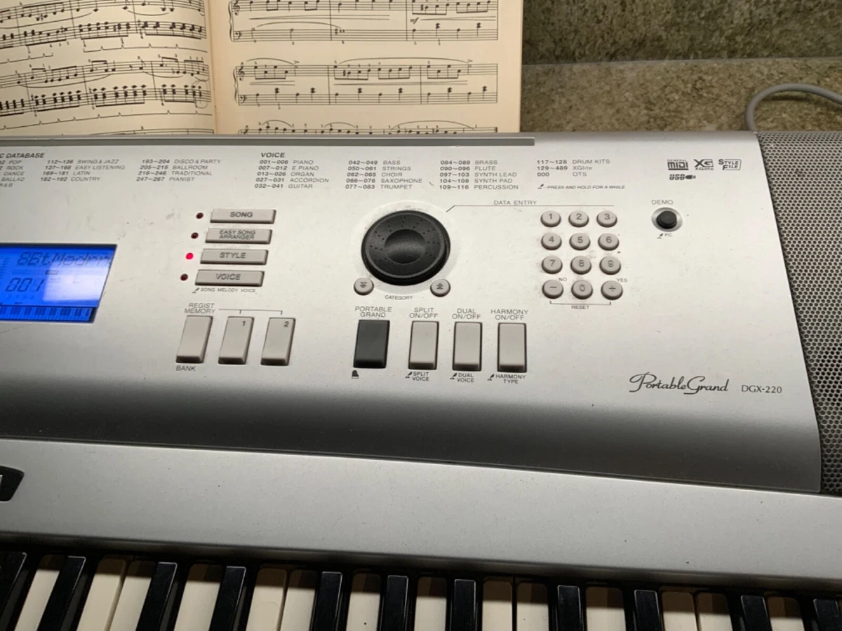 Yamah DGX 220 Portable Grand Piano Electric Keyboard Battery Powered Synthesizer