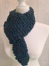 Hand knit pull-through scarf