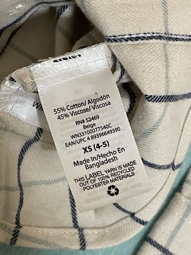 New Wonder Nation Button-Down Shirts Boys Size XS (4-5) Flannel Check Beige - Picture 7 of 9