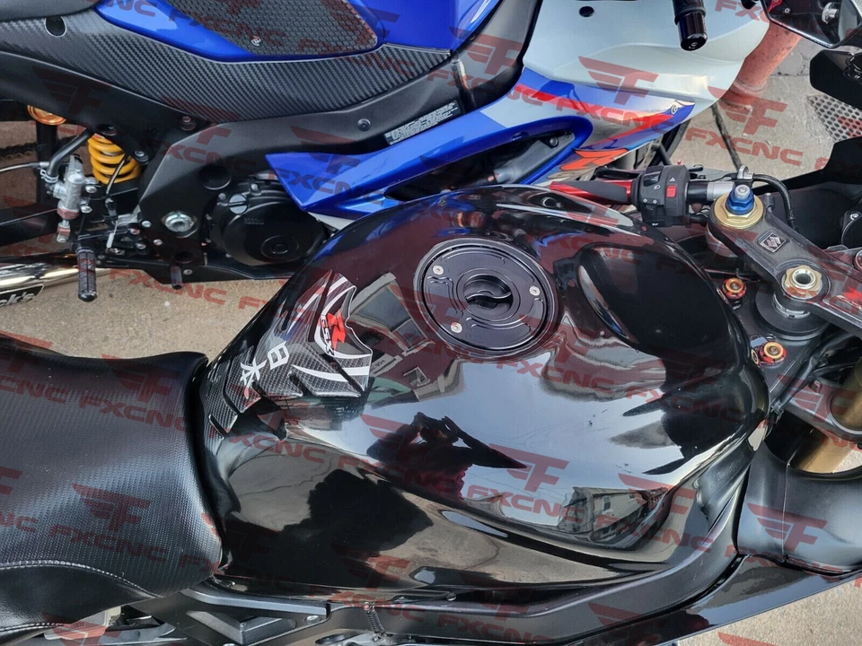 Tapa de gasolina CNC para Suzuki GSXR1000 2004-2020 tanque tapa de llenado de combustible cubierta aceite sin llave Foto 2 de 4