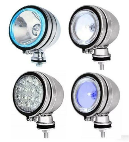 2X SPOT LIGHTS WITH WHITE BLUE LED HALOGEN SPOTLIGHTS FOGLIGHTS 4" 6" CAR BOAT