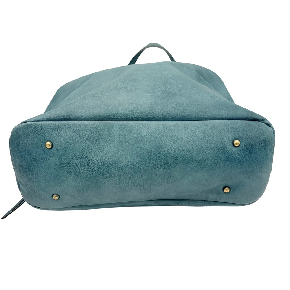 Bolso de Mano Free People Grande Cuero Vegano Slouchy Azul Teal Foto 4 de 4