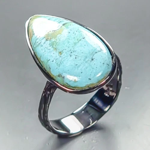 Handmade 15 ct+ Natural Turquoise Ring 925 Sterling Silver Size 8 /R461833