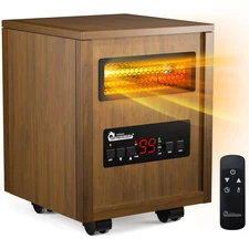 1500-Watt Brown Electric Compact Radiant Infrared Portable Space Heater with Rem