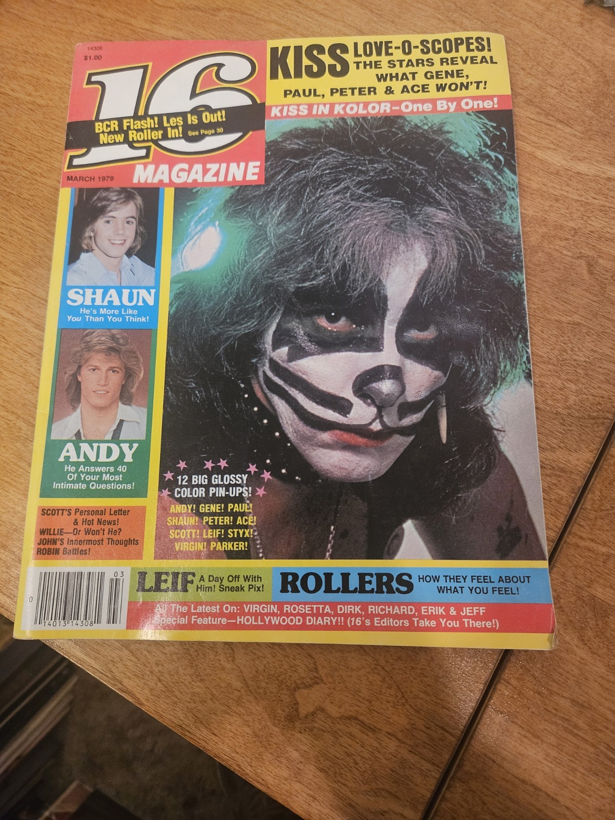 16 Magazine March 1979-KISS Peter Criss Cover - great Other KISS Photos Ect.