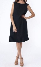 Karen Scott Little Black Dress Size 10 W/ Pleated Hem & Cap Sleeves
