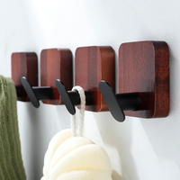 Holz Handtuchhaken Ohne Bohren Selbstklebend Haken 4Er Klebehaken