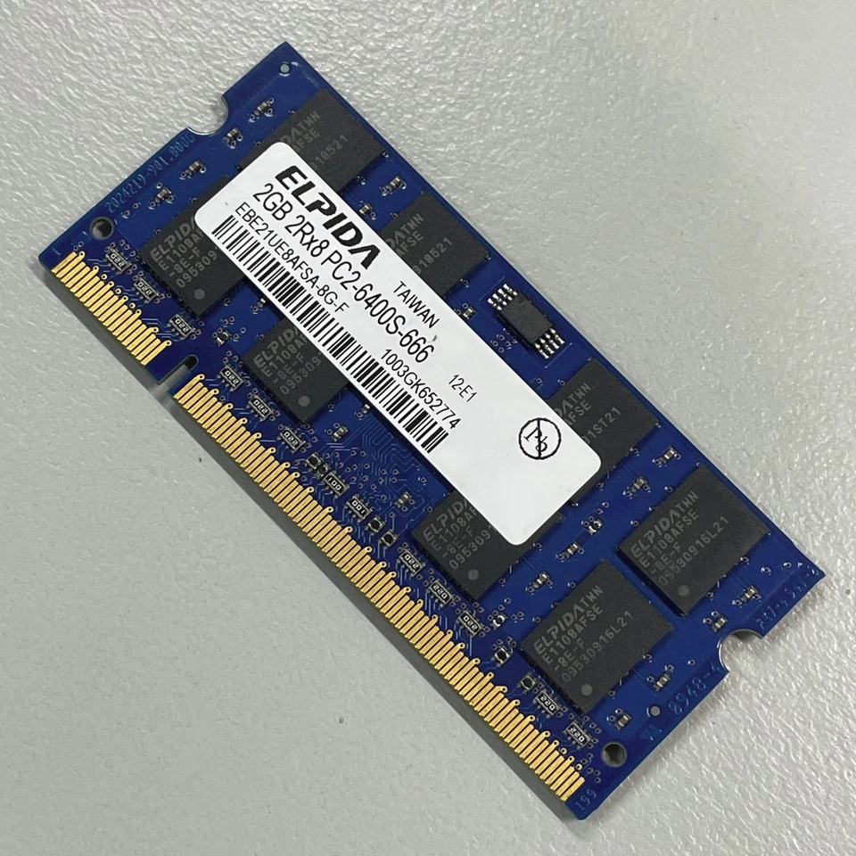 Elpida 2GB DDR2 RAM PC2-6400 800MHz non-ECC Unbuffered SODIMM EBE21UE8AFSA-8G-F - Image 3 of 4