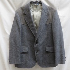 Pendleton Western Tweed Wool Blue Jacket Blazer Sport Coat Elbow Patches 42