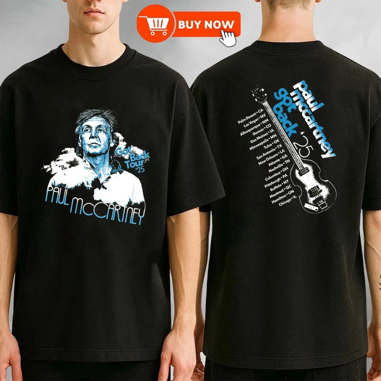P McCartney Got Back Tour 2025 Double Sided T-Shirt