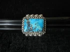 ANTIQUE NAVAJO OLD PAWN STERLING SILVER GENUINE MORENCI TURQUOISE SIGNET RING