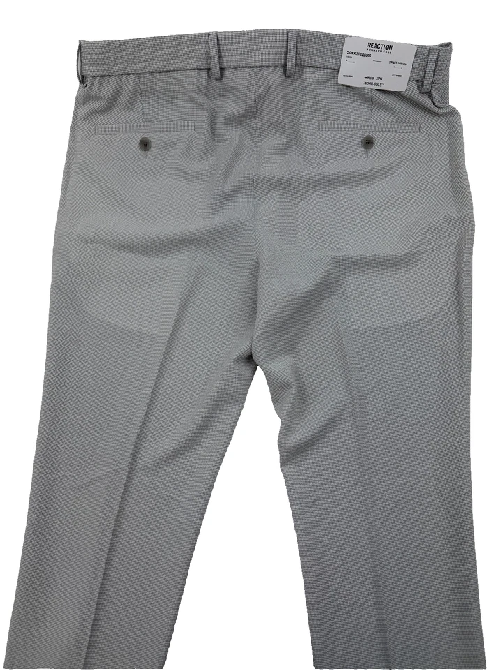 $135 NUEVO KENNETH COLE Hombres 37x33 Crema/Gris Pata de Gallo Suave Pantalones/Pantalones de Vestir Foto 4 de 4