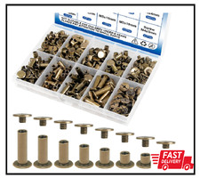 130Sets Chicago Screws Kit, Bronze Screw Rivets, 8 Sizes Carbon Steel Binding Sc