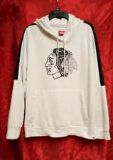 CHICAGO BLACKHAWKS CCM FLEECE HOODIE WHITE WITH BLACK LOGO SIZE 2X