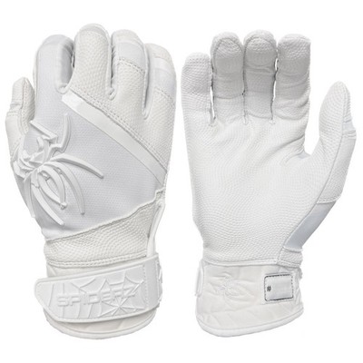 Spiderz 2025 PRO PREMIER Adult Baseball/Softball Batting Gloves, White/White XXL