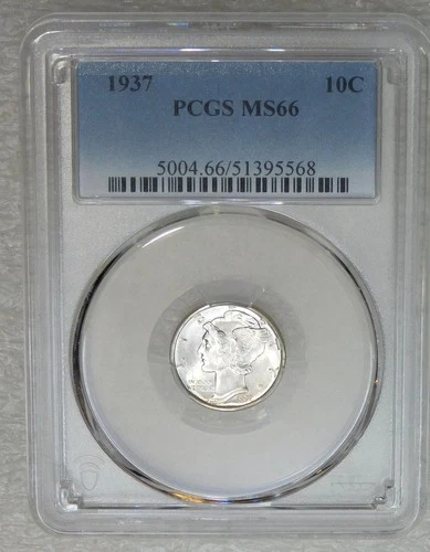 1937 Mercury Dime PCGS MS66 Frosty White PQ Just Graded New Holder #J217Z