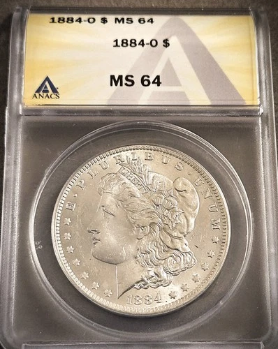 1884-O MORGAN SILVER DOLLAR ** ANACS MS-64 **  PROBLEM FREE COIN  (7796)