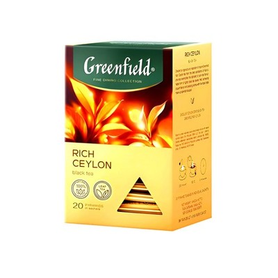 Greenfield Schwarzer Tee Rich Ceylon 20 Pyramidenbeutel