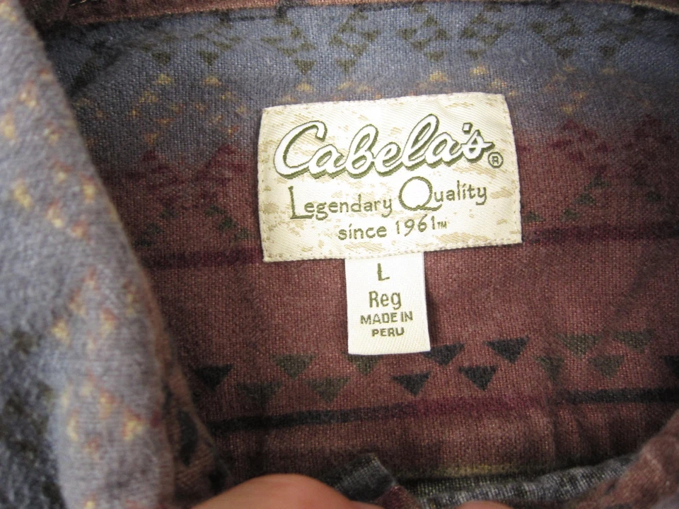 Vintage Cabelas Shirt Adult Large Red Blue Southwestern Aztec Mens 80s 90s - Image 4 of 4