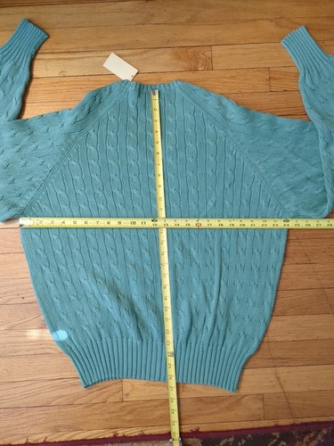 VTG. Polo Ralph Lauren Men's 100% Cotton Chunky Cable-Knit Sweater Large Seafoam - Picture 8 of 10