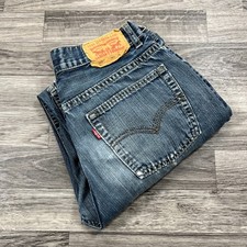 LEVI'S 505 Straight Leg Mid Rise Med Wash Blue Denim Jeans Men's Size 18 R