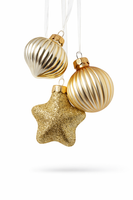 Christbaumschmuck Set 2 Kugeln + Stern Glas Gold Decoris Weihnachtsbaum Deko