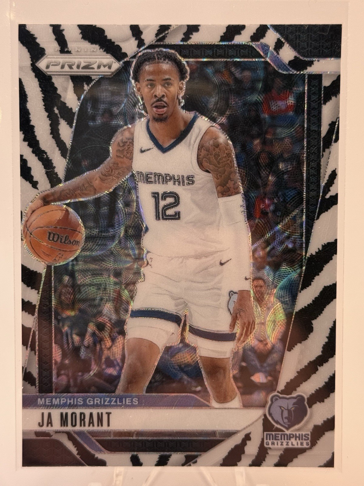 2024-25 Panini Prizm Ja Morant #64 White Tiger Stripes Prizm SSP Grizzlies