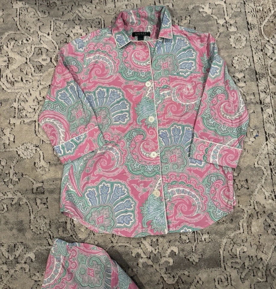 Ralph Lauren Paisley Conjunto Pijama Monograma Talla Pequeña Foto 3 de 4