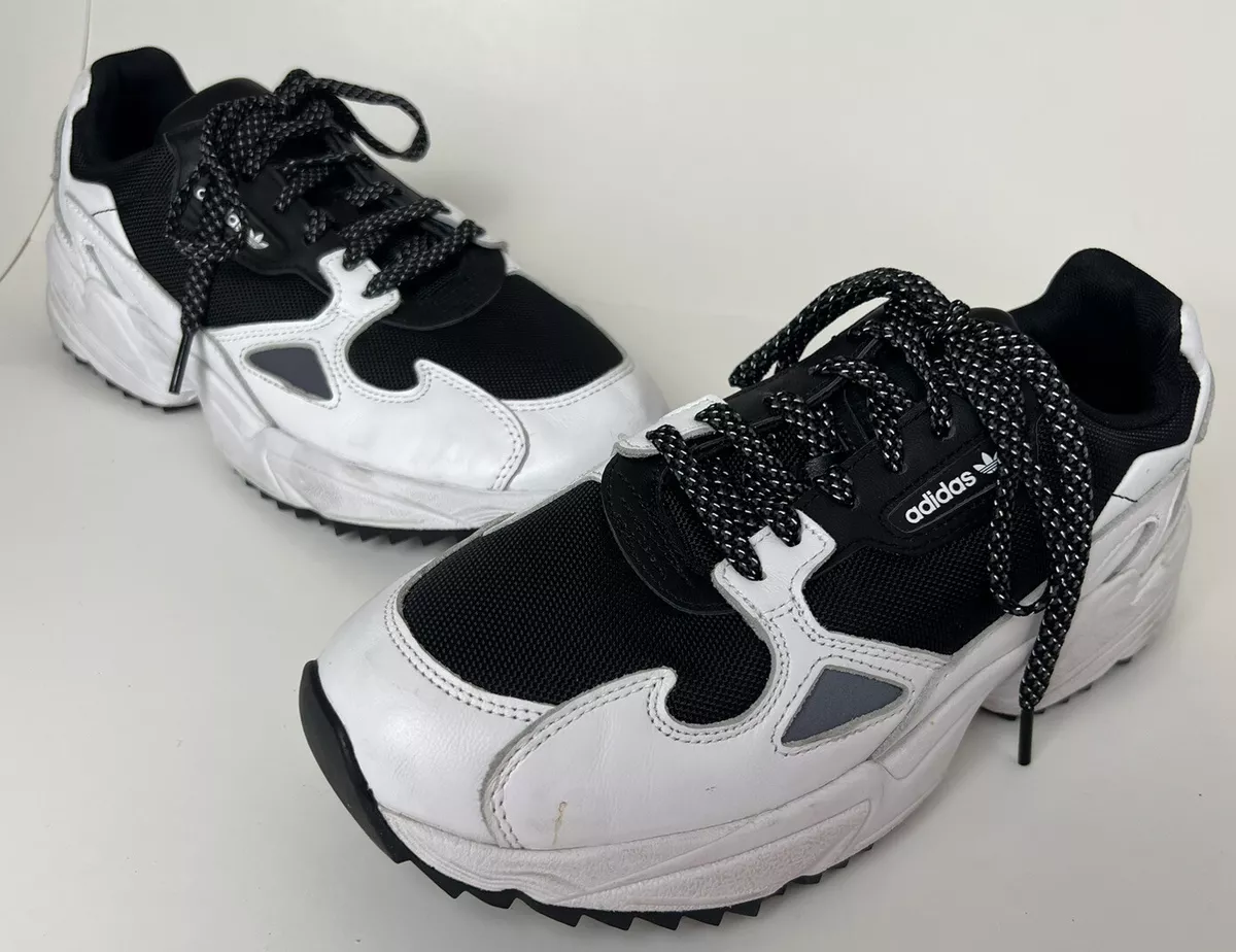 Adidas Falcon Trail Running Shoes Black White Leather Women&#039;s 9 | eBay