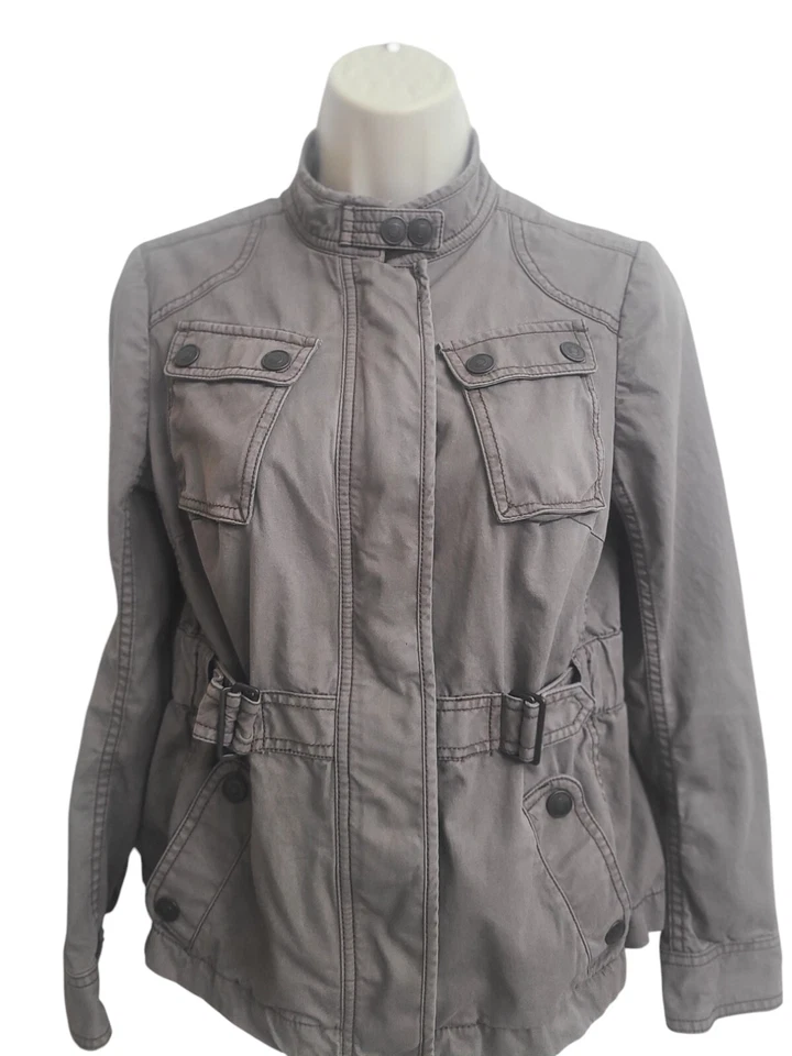 Ann Taylor Loft Women’s Petite 6P Utility Military Y2K Jacket – Grey/Taupe - Image 3 of 4