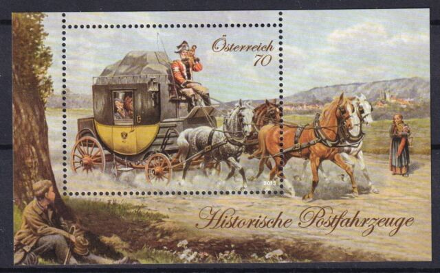 Austria 2013 Historic Postal Vehicles Horses MNH Block