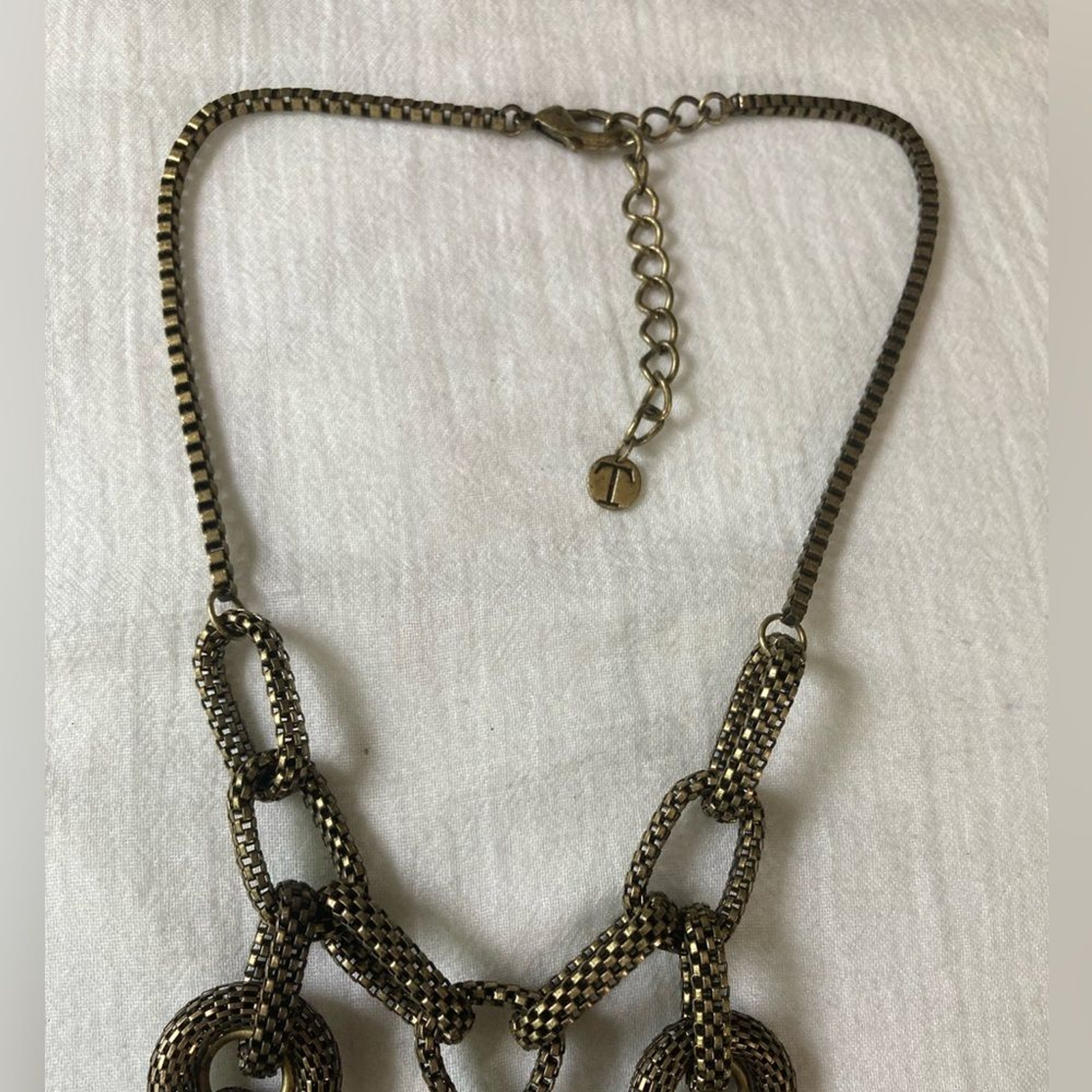 Talbots Brass Tone Chain Link Statement Necklace - image 6