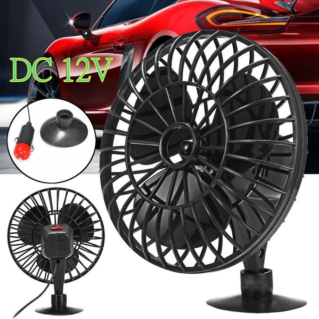 6" 12V Oscillating With Suction Cup Car Fan Vans Caravan Vehicle