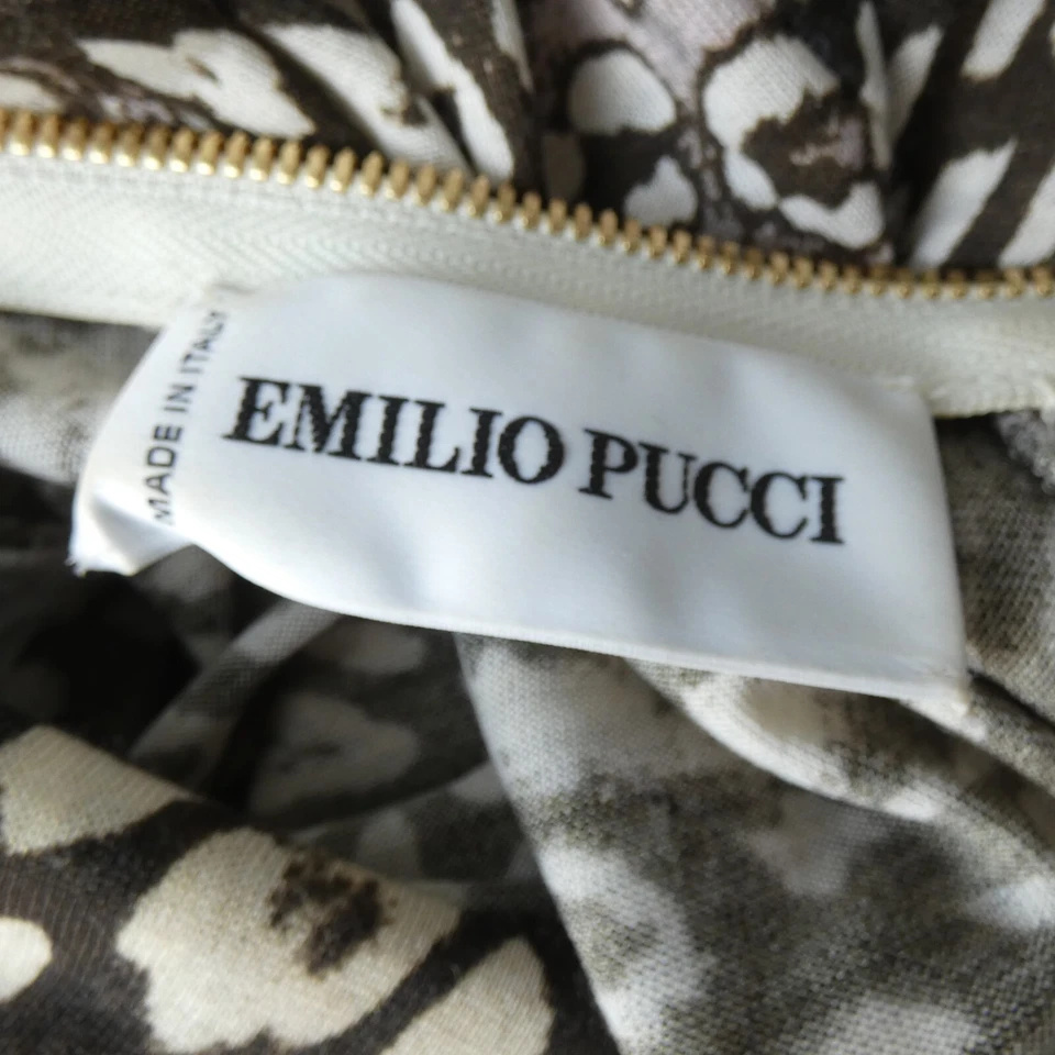 Blusa Top Emilio Pucci Estampado Animal Ajustada Cuello Simulado Cerradura De Colección Talla UK 10 Foto 3 de 4