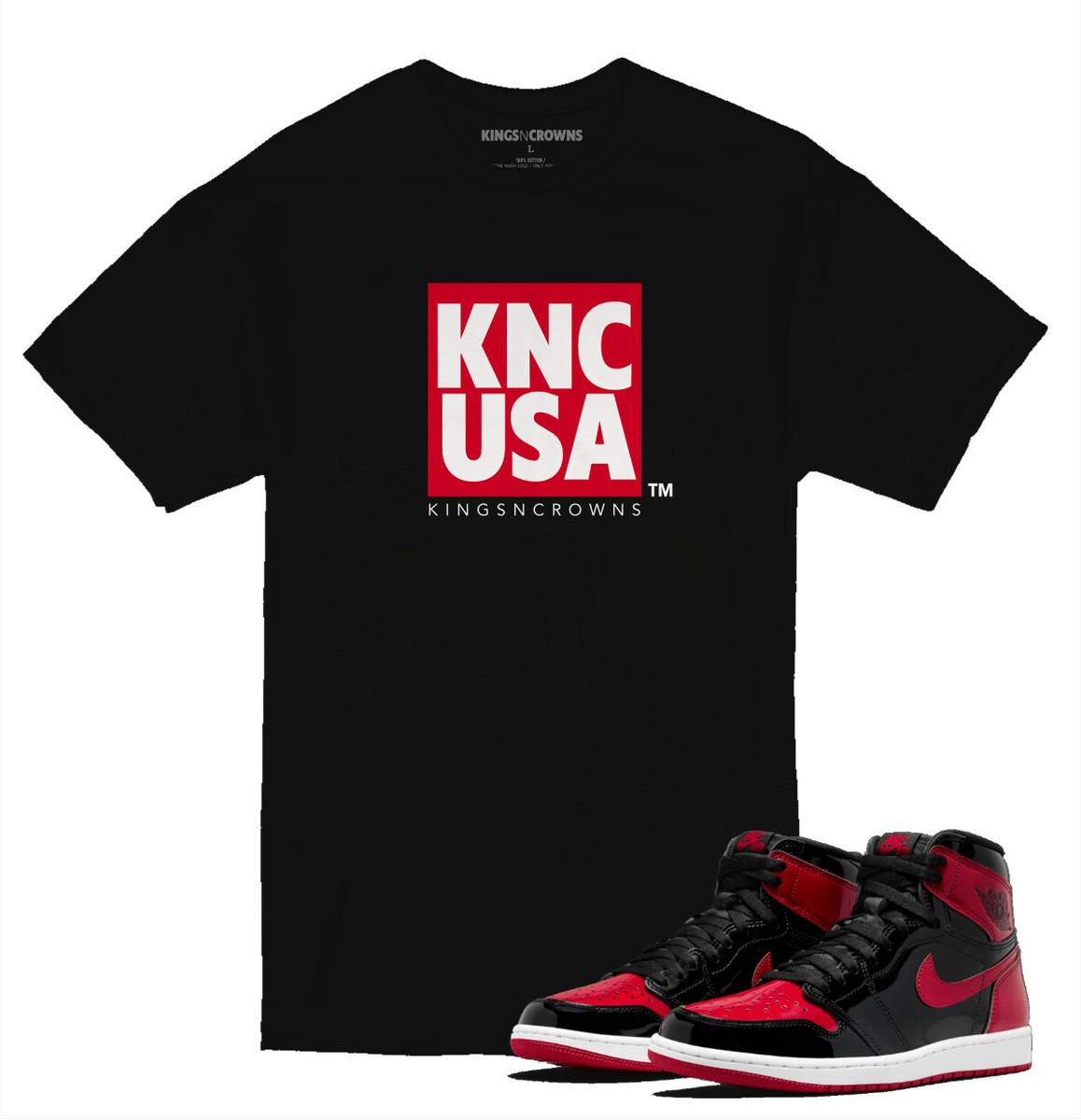 Tee shirt to match Air Jordan Patent Bred KNC USA - Main Image