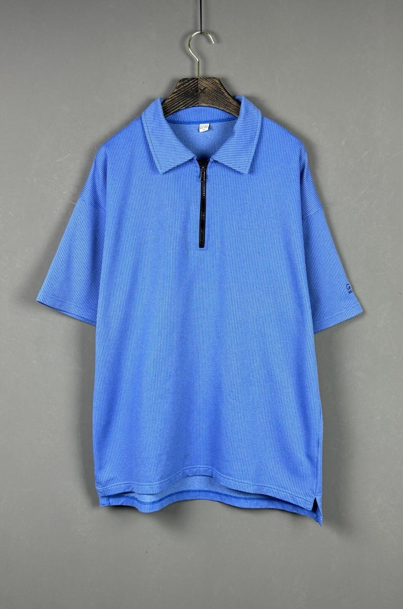 Vintage GORE BIKE WEAR Blue Textured Short Sleeve Cycling Polo