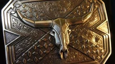Nocona Western Belt Buckle Longhorn Steer Head Skull Silver 37680