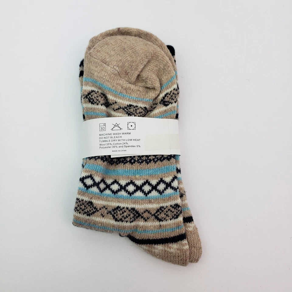 Moda Boutique Mujer Talla Única Diseño Azul Tostado Mezcla de Lana Cálidos Calcetines Redondos 1 Paquete Foto 4 de 4