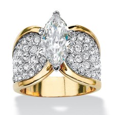 2.48 TCW Marquise-Cut CZ  Crystal Gold-Plated Engagement Ring