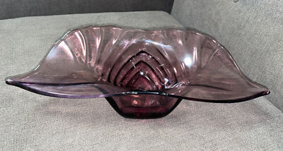 Vintage Tiffin Crystal Bowl Franciscan Plum Amethyst Purple 14 x6 