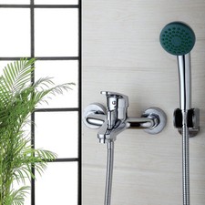 Wall Mounted Mixer Tap Shower Bathroom Hand Bathtub Faucet With Hand Spray Set