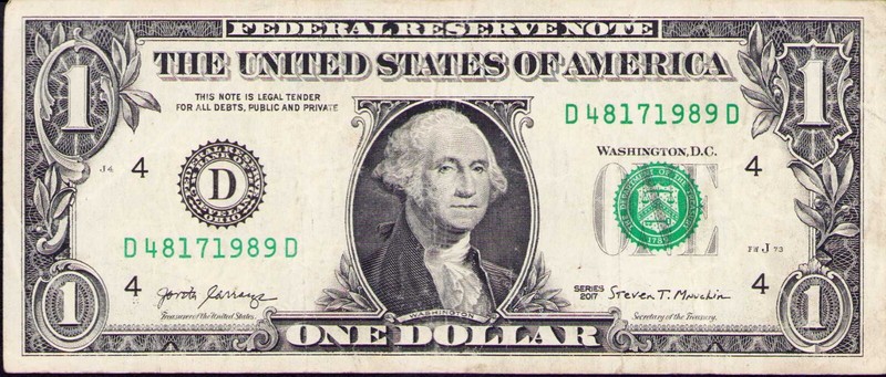 US Bank Note $1 Dollar Bill Fancy Birthday Anniversary Serial Number D 48171989D