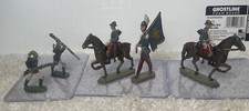 Vtg Toy Soldiers Lead Painted Flat Calvary Lot Of 5